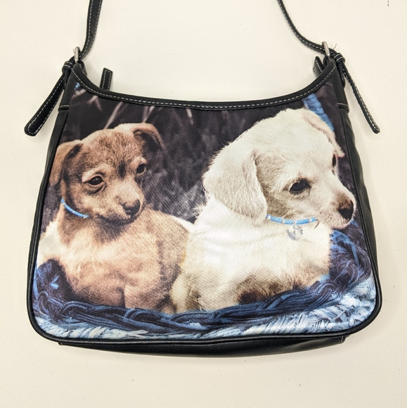 Y2K Black Vinyl Chihuahua Puppies/Rhinestones Preppy/Y2K Shoulder Bag - Picture 3 of 11